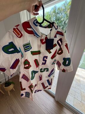 Louis Vuitton x NBA White Letters Button Up Shirt – Size M (LV “MO”)